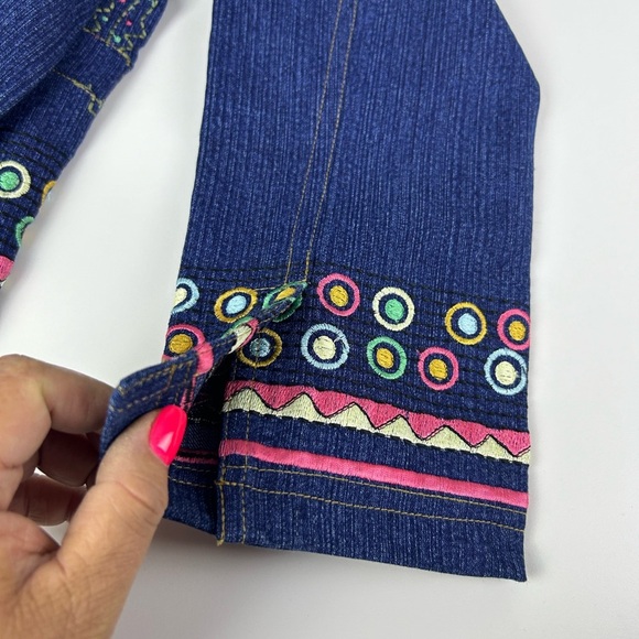 Vintage Y2K Entice Embroidered Dark Blue Denim Jean Jacket Blazer Hippie Medium - Picture 13 of 16